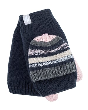 Heat Holders - Thermisch gebreide convertorhandschoen voor dames - Blauw / Roze