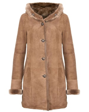Dames suède merino schapenvacht parka jas-tripoli