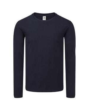 Fruit of the Loom Heren Iconische 150 T-Shirt met lange mouwen (Deep Navy)