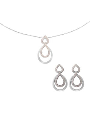 Orphelia 'Amber' Dames 925 Sterling Zilveren Set: Ketting-Hanger + Oorbellen - Zilver SET-7092