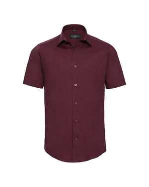 Russell Collection Heren Stretch Overhemd Met Korte Mouwen (Haven)