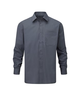 Russell Collection Dames/Dames Popeline Shirt Met Lange Mouwen (Konvooi Grijs)