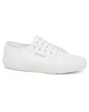 Superga Katoenen schoenveters met logo (Wit/multikleurig)