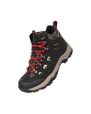 Mountain Warehouse Dames/Dames Adventurer Faux Suede Waterdichte Wandelschoenen met luipaardprint (Zwart)