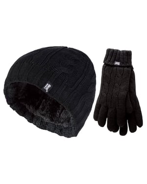 Heat Holders - Damesmuts en handschoenenset voor de winter - Zwart