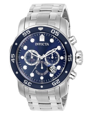 Invicta Pro Diver - SCUBA 0070 Heren Horloge - Quartz Uurwerk - Roestvrij Staal met blauwe Wijzerplaat - 48mm