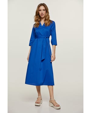 Midi Royal Blue Jurk met Riem
