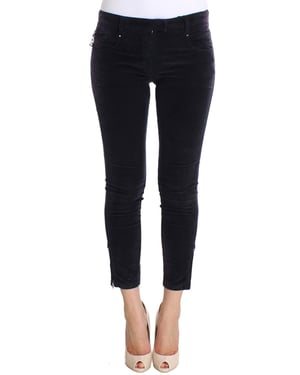 Costume National Damesspijkerbroek met Paarse Cropped Corduroys