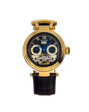 Heritor Automatic Ganzi semi-skelet lederen band horloge