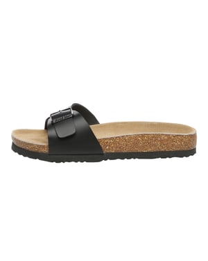 EVER AU Dames Swan Leather Easy Slip-On Sandalen - Zwart Leer