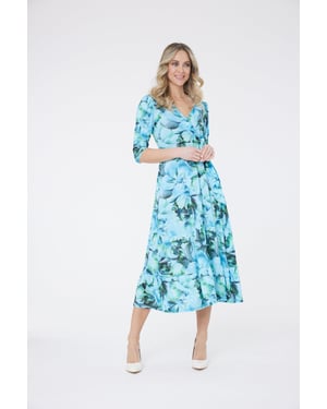 Claire Bloemen Gedrukte Jurk - Blauw