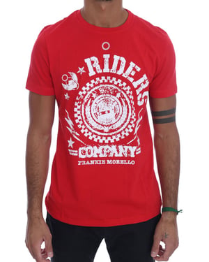 Frankie Morello Rode Katoenen RIDERS Crewneck T-Shirt