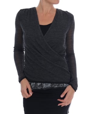 Ermanno Scervino Grijze Wol Kant Top Lange Mouw T-shirt