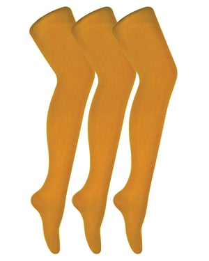 3 paar dames gekleurde ondoorzichtige 80 denier panty's - Mosterd