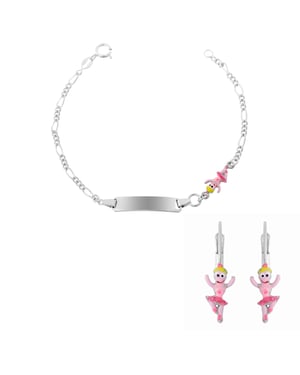 Orphelia 'Oviva' Kinder 925 Sterling Zilveren Set: Armband + Oorbellen - Zilver SET-7137/1