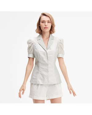 Organza blouse met korte mouwen