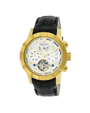 Heritor automatisch Hannibal semi-skelet lederen band horloge