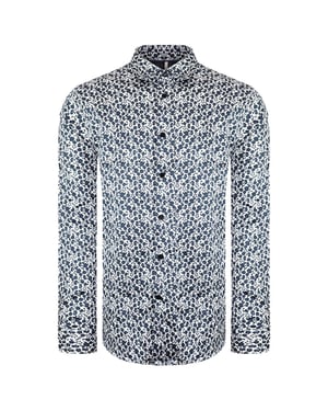 Ted Baker Capua Heren Wit/Navy Ditsy Bloemen Overhemd