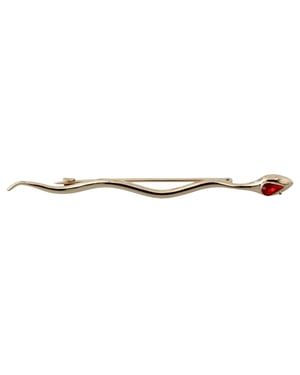 Dolce & Gabbana Gold Messing Slang Rode Kristal Gekleed Reversspeld Broche