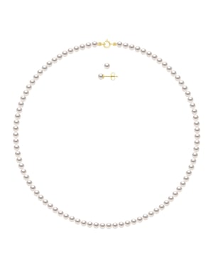 Set - Ketting Rij van Echte Cultiveerde Parel Akoya Japanse Gecertificeerde Ronde 5-6 mm