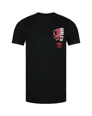 Umbro Wales Geïllustreerd Draak Heren Zwart T-Shirt