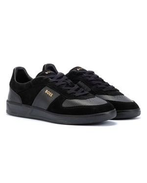 Boss Brandon zwart suède/leren herentrainers