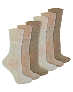 IOMI - Set van 6 bamboesokken voor diabeten voor dames - Beige