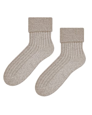 Steven - Dames 1 Paar Luxe Wol Bed Sokken | Zachte Warme Lounge Slaapsokken - Beige