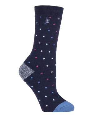 Heat Holders Dames Ultra Lite thermo geklede sokken - Navy Spots (Bes)