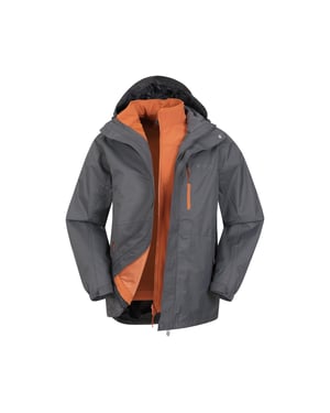 Mountain Warehouse Heren Bracken Extreme 3 in 1 Waterdichte Jas (Grijs)