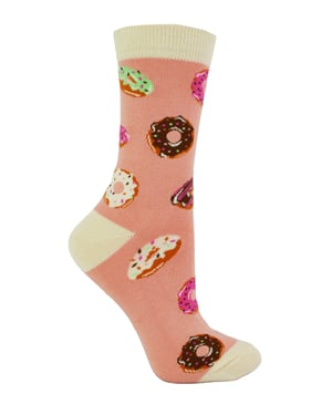 Miss Sparrow Damesnieuwigheid patroon bamboe sokken - Donuts (Roze)
