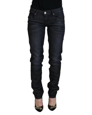 Acht Zwarte Katoenen Lage Taille Slim Fit Dames Casual Denim Damesjeans