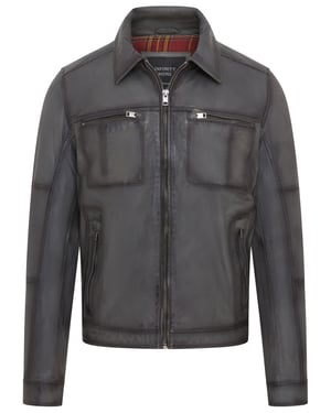 Heren Grijs Klassiek Leren Bikerjack - Bettles