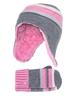 Heat Holders - Pom Pom Muts En Wanten Set Voor Meisjes - Kiezelgrijs