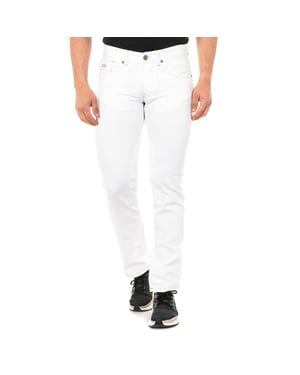 Lange recht gesneden denim herenbroek met zomen JMT016