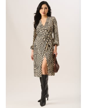 Midi-jurk met asymmetrische zoom en geoprint
