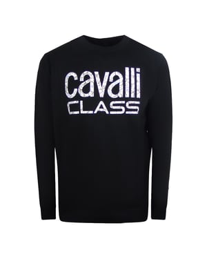 Cavalli Class zwart sweatshirt met gedurfd bloemenontwerp