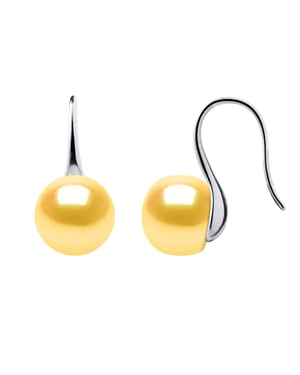Oorbellen Hooks zoetwaterparels 9-10 mm Buttons Golden 925