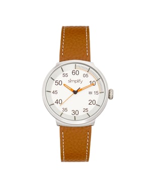 Vereenvoudig het 7100 horloge met leren bandje met datum