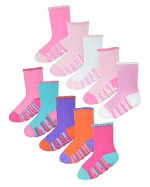Set van 10 antislip-hiel- en teensokken voor babymeisjes - Stijl 2