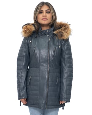 Dames gewatteerde leren parka jas-Curitiba