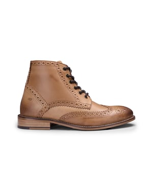 Heren klassieke Oxford Tan lederen Gatsby brogue enkellaarzen