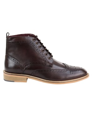 Klassieke Oxford Brogue-enkellaarzen voor heren in bruin leer