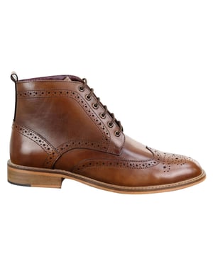 Klassieke Oxford Brogue-enkellaarzen voor heren in bruin leer