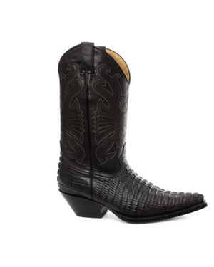 Grinders Zwart leren western cowboylaarzen – Carolina