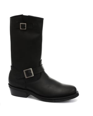 Grinders Unisex zwarte gladde zool westerse leren laarzen-Rebel