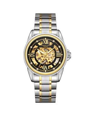 Met de hand gemonteerd, beperkt verkrijgbaar Skeleton Two Tone Gold & Steel-herenhorloge van Anthony James