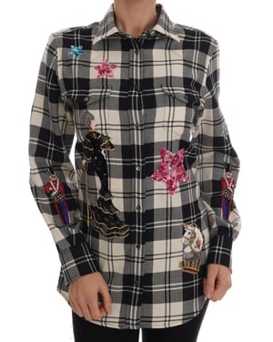 Dolce & Gabbana Zwart Witte Sprookje Kristallen Shirt