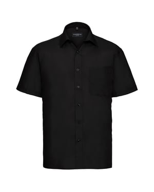 Russell Collection Heren Poplin Easy-Care overhemd met korte mouwen (Zwart)