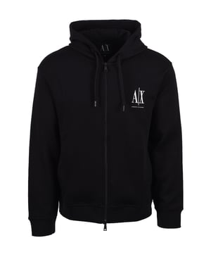 Armani Exchange Jersey Volledige Ritssluiting Hoodie Zwart